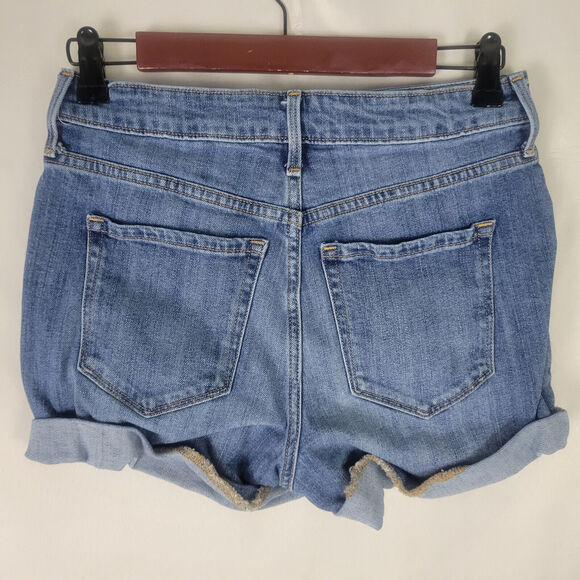 Old Navy Denim Shorts Womens 2 Blue Jean High Rise Cuffed Hem Medium Wash - Picture 2 of 15